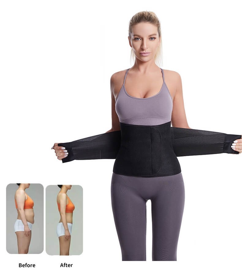 Black Postpartum Girdle - Abdominal Binder C-section Recovery Belt - Back Support Belly Wrap Shapewear