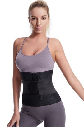 Black Postpartum Girdle - Abdominal Binder C-section Recovery Belt - Back Support Belly Wrap Shapewear